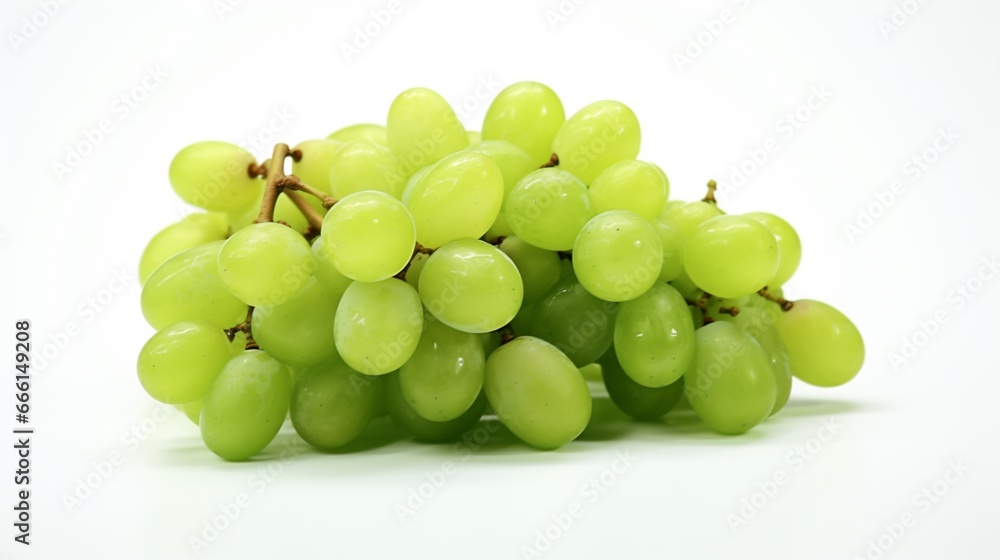 Bunch of green grapes white background.Generative AI Bunch of green grapes white background.Generative AI