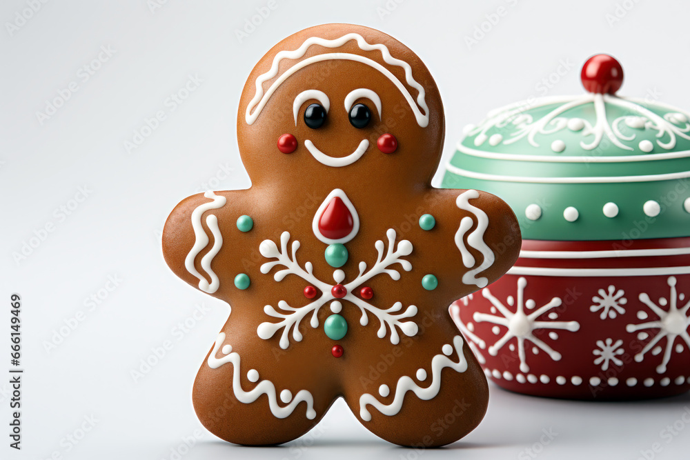 Fototapeta premium Christmas Cute Gingerbread Man Generative AI
