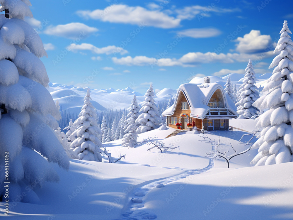 Naklejka premium breathtaking scenery of a snowy