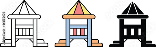 Playground Lodge Icon lined, isolated and colored version. Vector Illustration