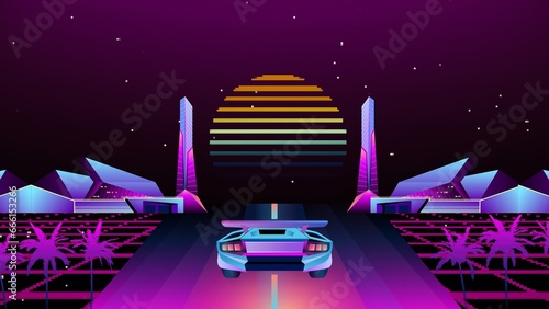 Purple and Blue Neon Game Zoom Virtual Background, Wallpaper, Poster, banner, Flyer, Background, illustration