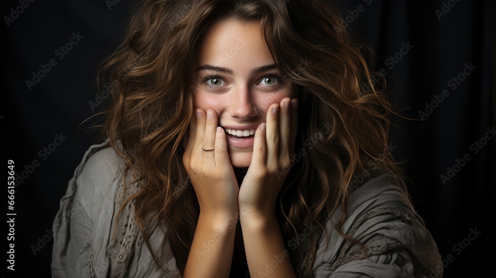 Young Woman Covering Mouth With Hands While , Background Image , Beautiful Women, Hd Young Woman Covering Mouth With Hands While , Background Image , Beautiful Women, Hd