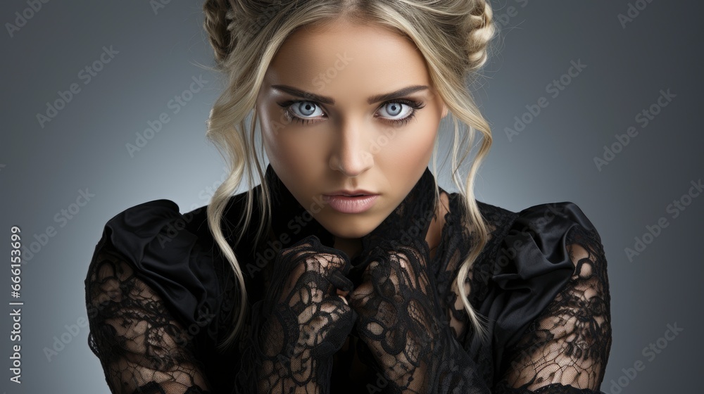  Young Woman Keeping Fists Face Dress Looking Scaredph, Background Image , Beautiful Women, Hd