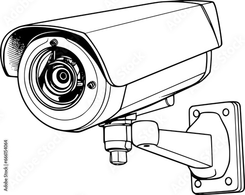 outline illustration of CCTV for coloring page