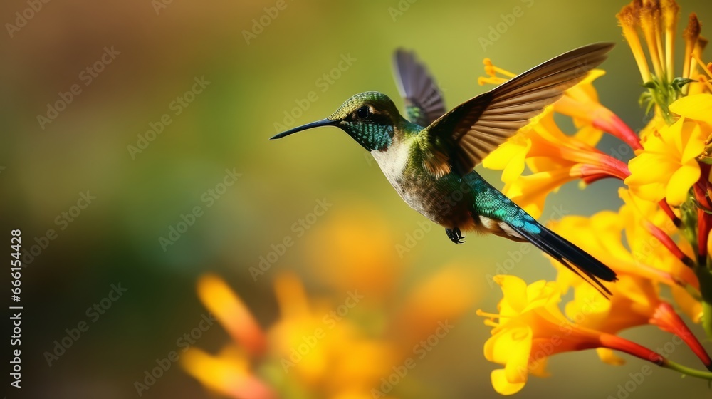 Green and blue Hummingbird Black-throated Mango Green and blue Hummingbird Black-throated Mango