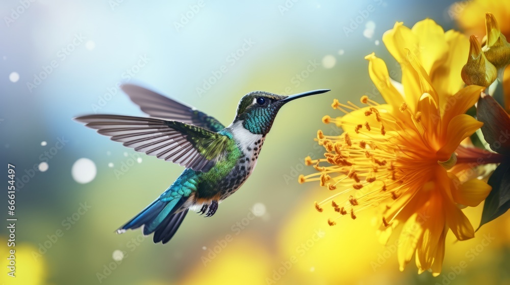 Naklejka premium Green and blue Hummingbird Black-throated Mango