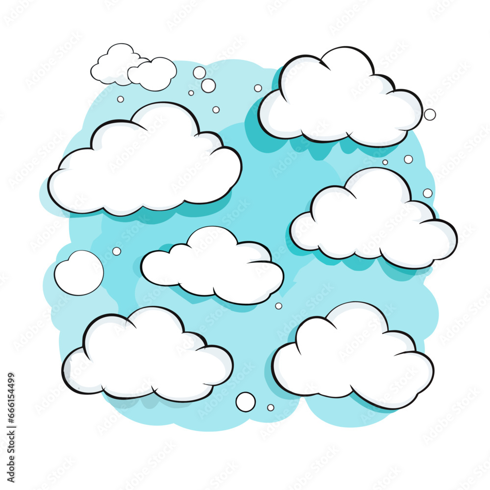 Cute Clouds Cartoon Style Icon Set Cute Clouds Cartoon Style Icon Set