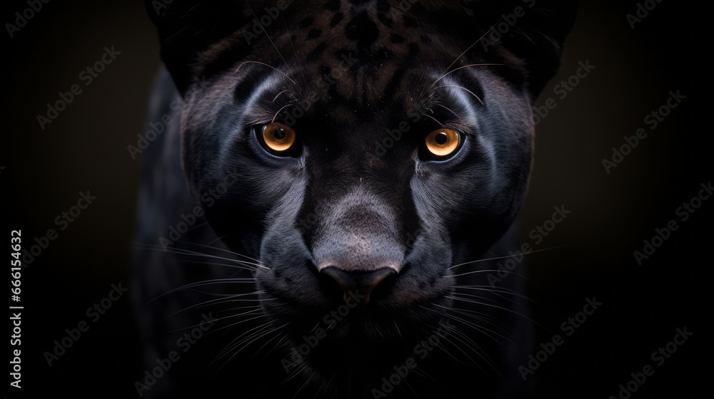 Black panther face on black background