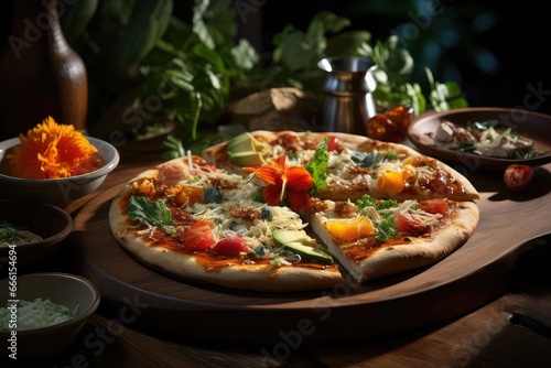 A delicious and tasty on wooden plate.