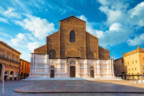 View of Basilica di San Petronio on sunrise. Bologna, Italy photo