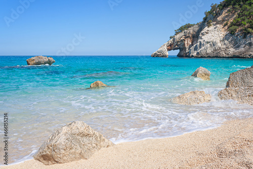 A hike to beautiful Cala Goloritze located on Sardinia's east coast, Italy