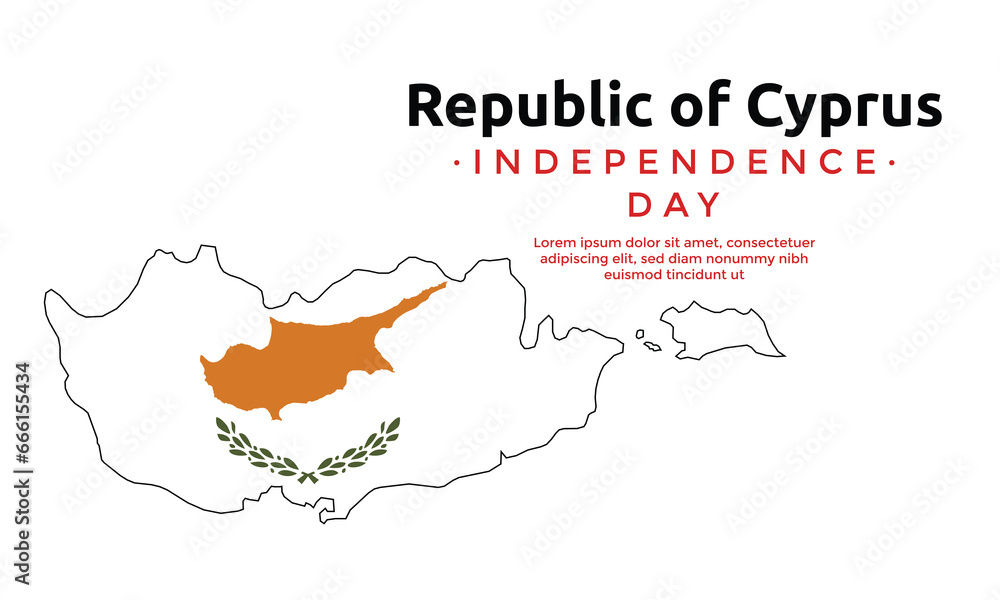 Republic of Cyprus  map with flag free vector file