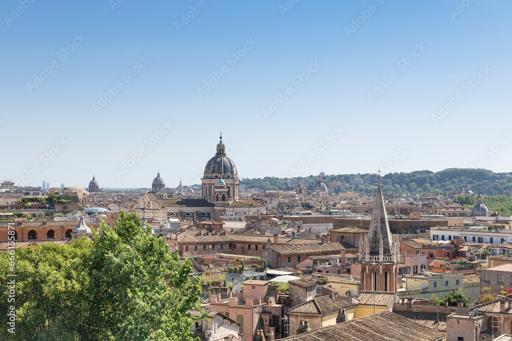 Rome panorama on a sunny day, Lazio, Italy