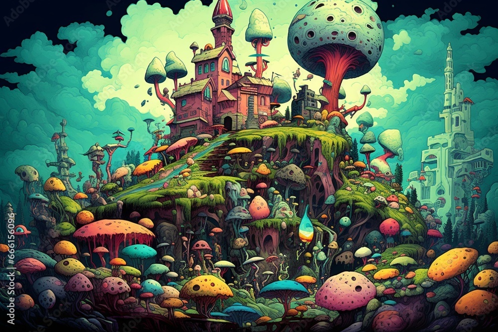 An imaginative desktop wallpaper with vibrant colors and imaginative