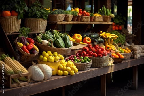 vegetable market, on a plain background. generative ai photo