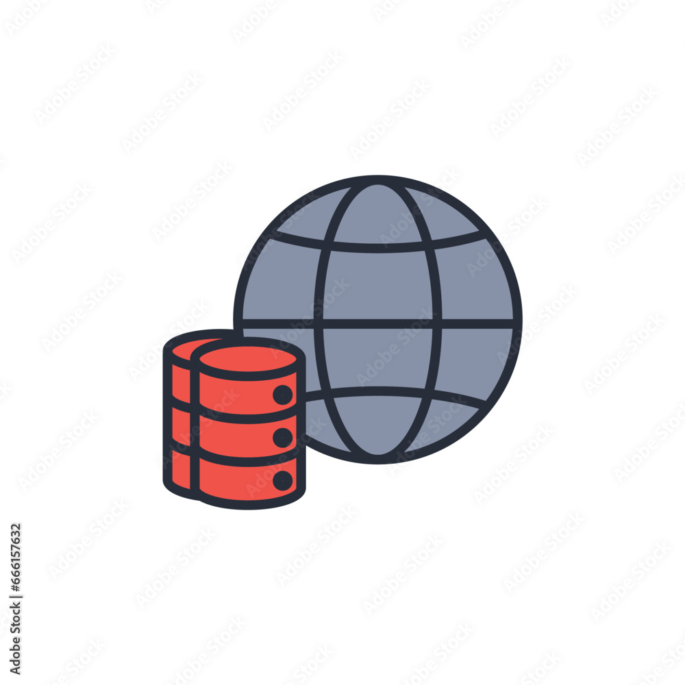 global data icon. vector.Editable stroke.linear style sign for use web design,logo.Symbol illustration. global data icon. vector.Editable stroke.linear style sign for use web design,logo.Symbol illustration.