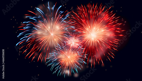 Fireworks isolated on one colored background, Independence day concept, festive, holidays, celebration