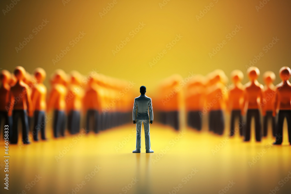 opinion leader among the crowd. the male figure stands out among the mass of people. talented person in business opinion leader among the crowd. the male figure stands out among the mass of people. talented person in business