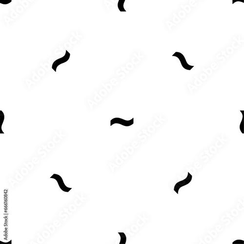 Seamless pattern of repeated black tilde symbols. Elements are evenly spaced and some are rotated. Vector illustration on white background