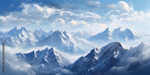 "Summits in Sight: Exploring Majestic Mountain Peaks and Their Panorama" Ai generated.