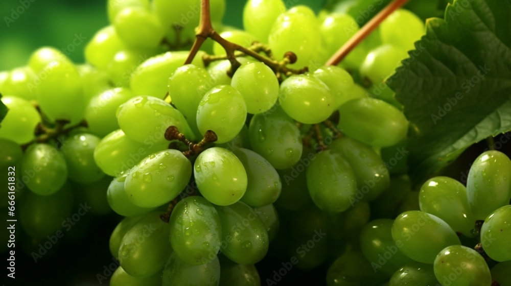 green grapes green background.Generative AI green grapes green background.Generative AI
