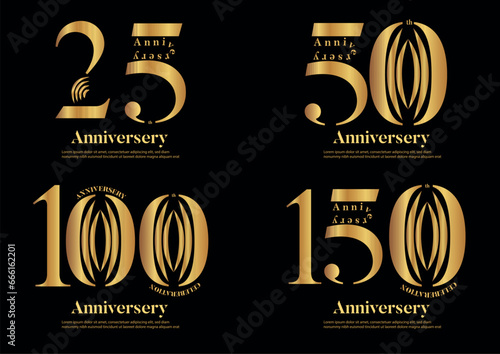 Set of anniversary logo design in Luxury Style