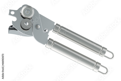 Foto Manual Can Opener, Tin Opener, 3D rendering isolated on transparent background