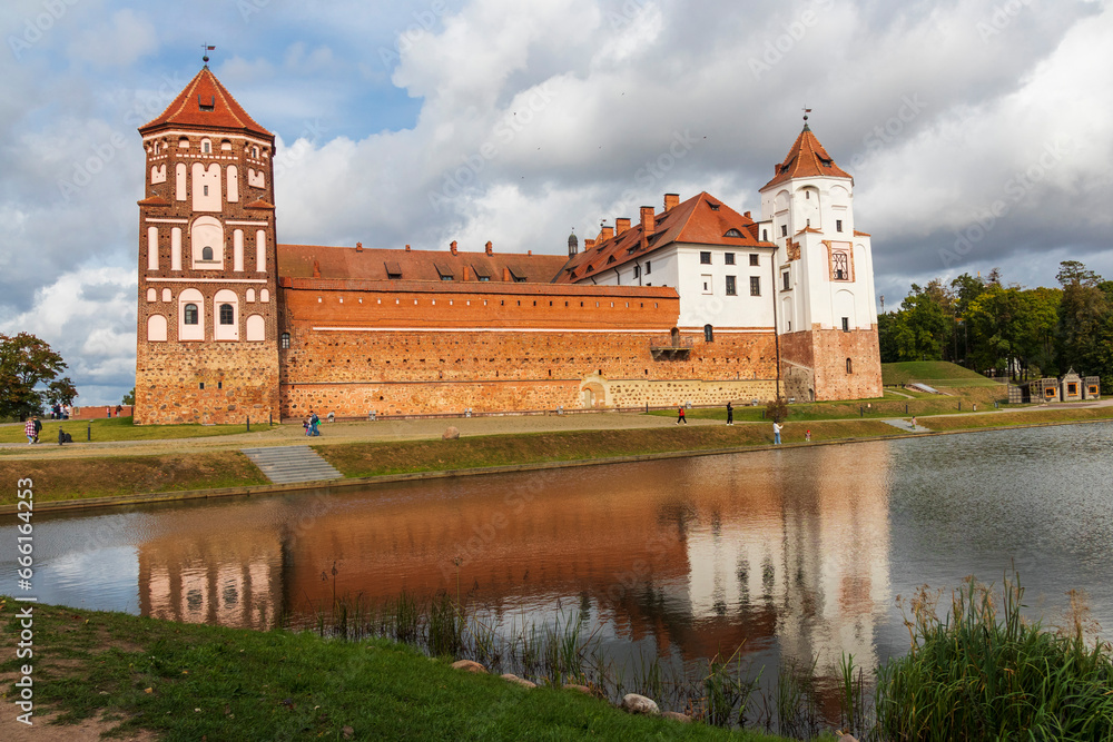 Mir, Belarus - 10.03.2023 -Shot of the Mir castle complex. Landmark