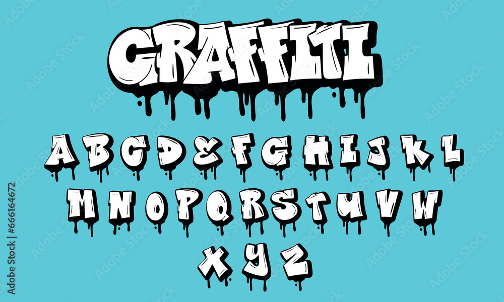 Dripping graffiti, alphabet. Vector illustration - obrazy, fototapety, plakaty 