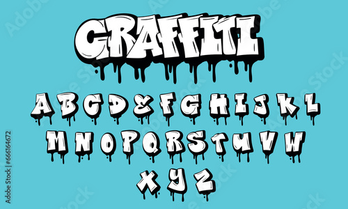 Dripping graffiti, alphabet. Vector illustration