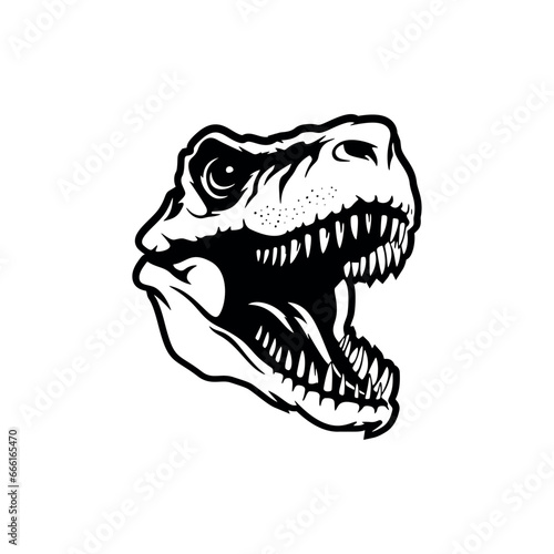 Vector black and white head of Tyrannosaurus Rex.vector illustration