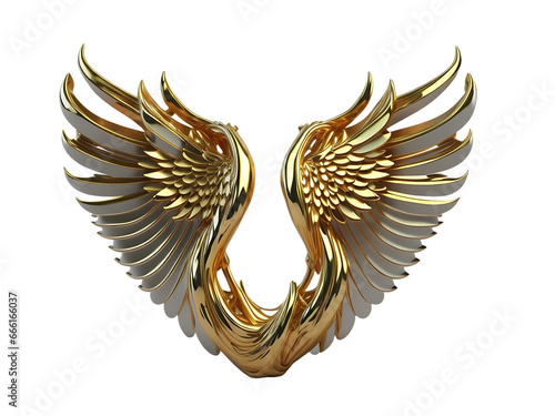 golden wings, angel winged business, Colorful bird wings logo collection sticker transparent set white background. Generative AI 