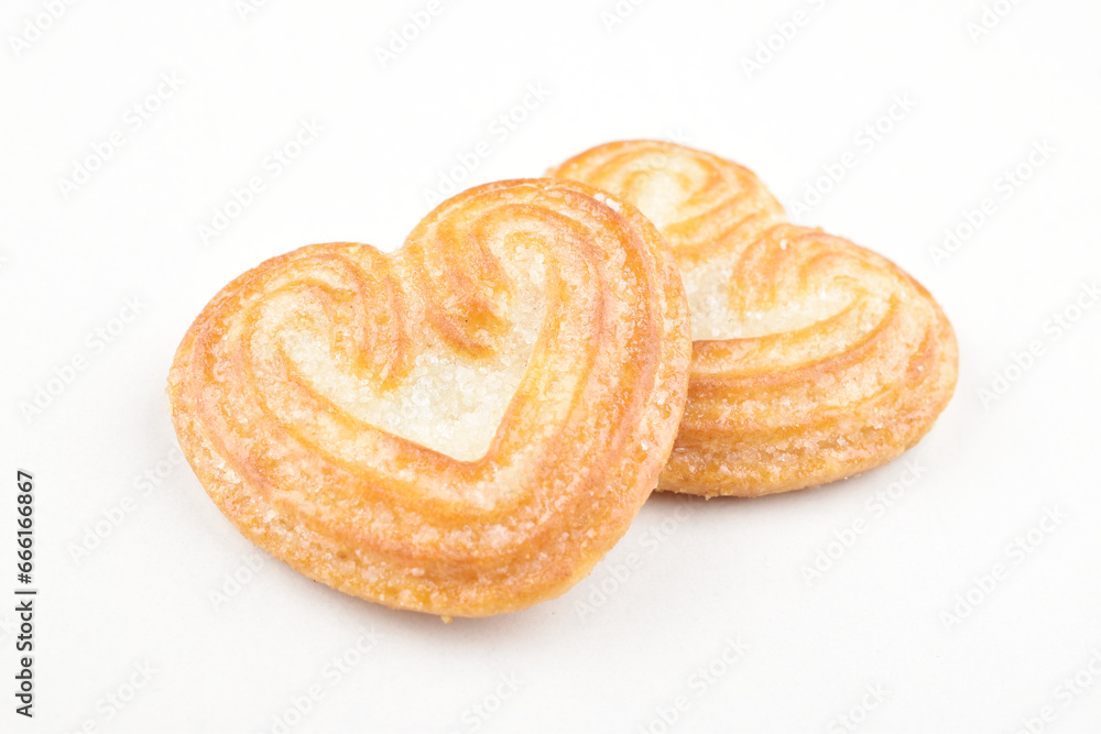 Heart shaped biscuit isolated on white background
