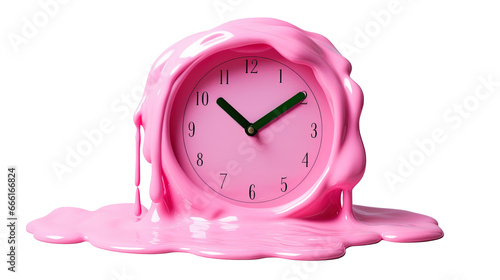 pink melting clock vector transparent background