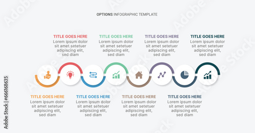 Eight Options Timeline Business Infographic Design Template