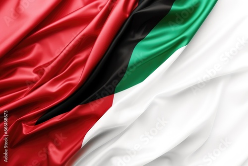 Waving flag of Kuwaiti. Official state symbol of Kuwait, Fabric texture flag of palestine on white background, AI Generated