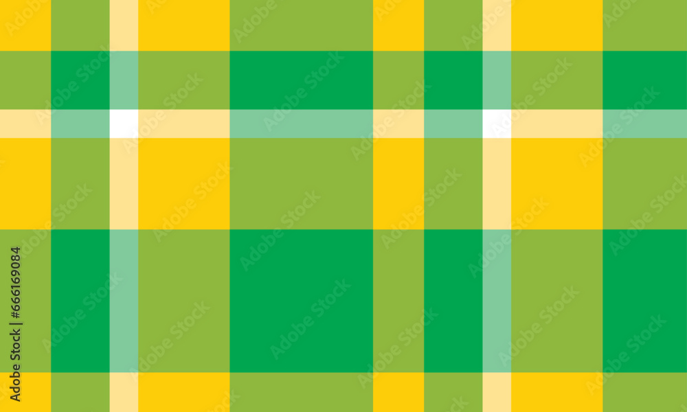 Beautiful classic green yellow plaid pattern vector.