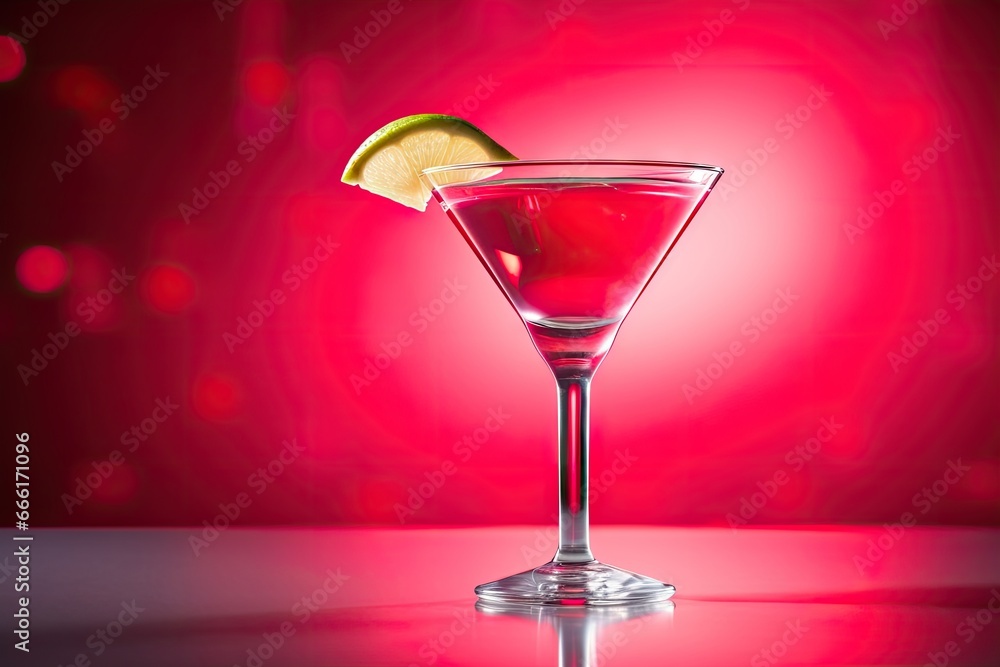 a martini glass with a lime wedge on the rim of it. generative ai a martini glass with a lime wedge on the rim of it. generative ai