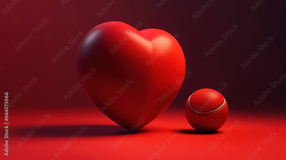 Red heart shape and magnifying glass the concept of a physical examination and health. Generative Ai Red heart shape and magnifying glass the concept of a physical examination and health. Generative Ai