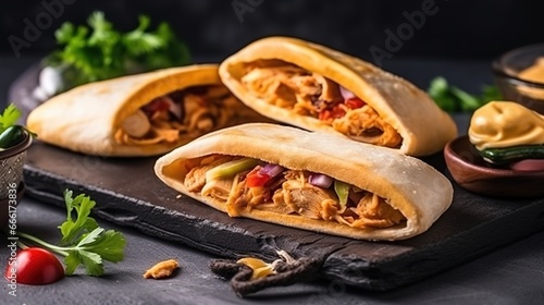 grilled chicken with vegetables calzone