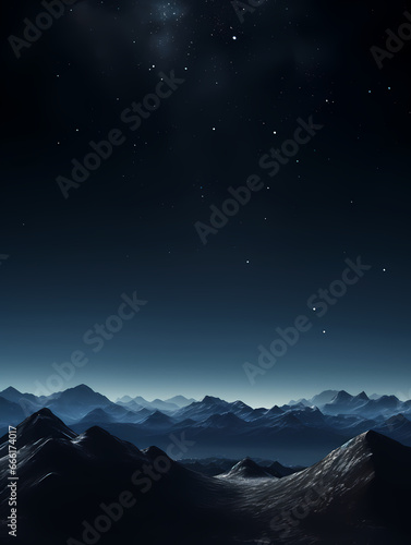 The sky under the moonlight reflects the rocky mountains graphic poster web page PPT background
