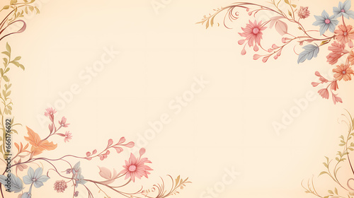 Floral border retro parchment graphic poster web page PPT background