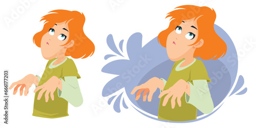 Thoughtful girl. Illustration for internet and mobile website.