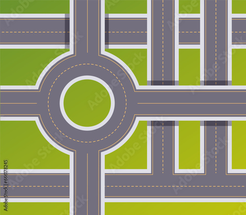 Road top view above highway street city map concept. Vector flat graphic design illustration