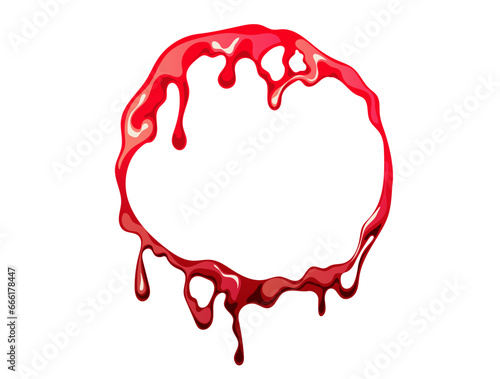 Horror blood abstract circle frame isolated concept. Vector flat graphic design illustration
