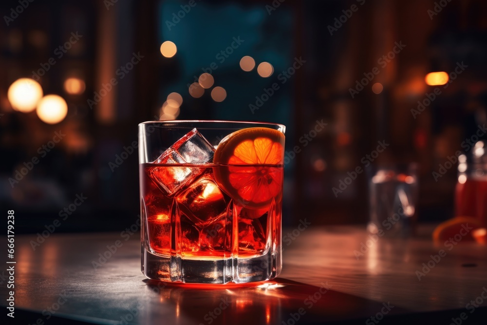 a close up of a glass of alcohol on a table. generative ai a close up of a glass of alcohol on a table. generative ai