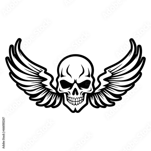 Vector illustration of skull wings on a white background