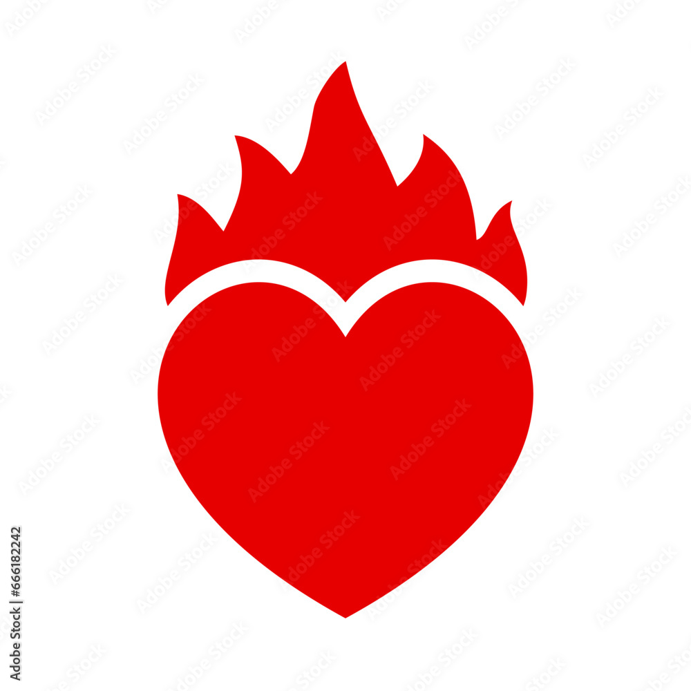 Hot heart icon, heart in fire - stock vector Hot heart icon, heart in fire - stock vector