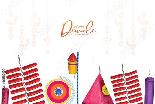 Happy diwali decorative fire cracker celebration card design