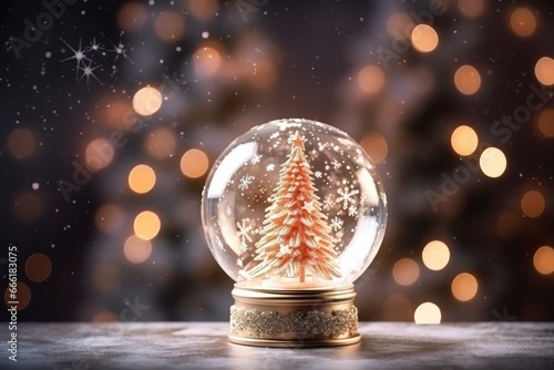 Glass snow globe Christmas decorative design.